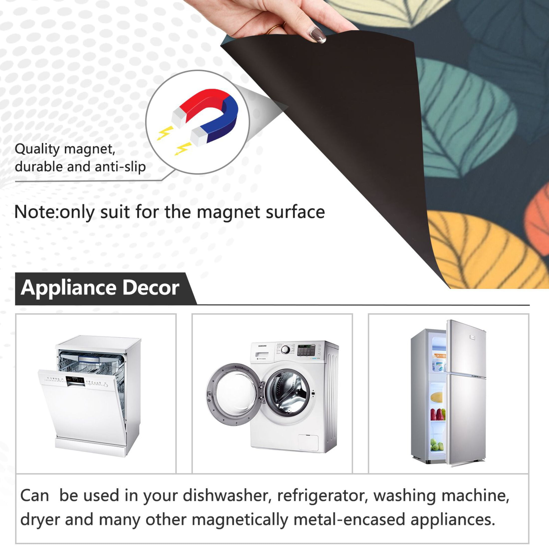 Dishwasher Magnetic Sticker 23x26 Inch Refrigerator Magnetic Sticker Washing Machine Magnetic Sticker Kitchen Panel Magnetic Sticker Home Decor Beautiful Coloured Leaves