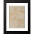 thumbnail image 2 of Andrea del Sarto 14x18 Black Modern Framed Museum Art Print Titled - Figure Study and Face (1522-1526), 2 of 5