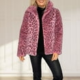 thumbnail image 5 of Leopard Print Winter Coat for Women Lapel Jackets with Warm Lining, Fashionable Cold Weather Outerwear, 5 of 9