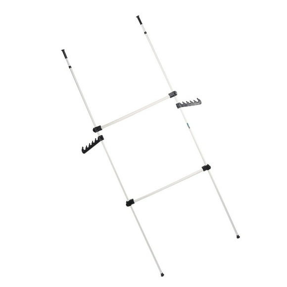 2 Pole Clothes Hanger, Adjustable Garment Rack Steel Frame Clothes Rack with PP Base & Hanging Hooks Simple Closet Wardrobe for Bedroom Home Dorm