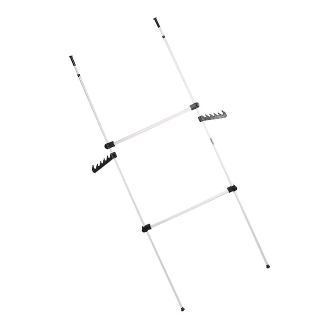 2 Pole Clothes Hanger, Adjustable Garment Rack Steel Frame Clothes Rack with PP Base & Hanging Hooks Simple Closet Wardrobe for Bedroom Home Dorm