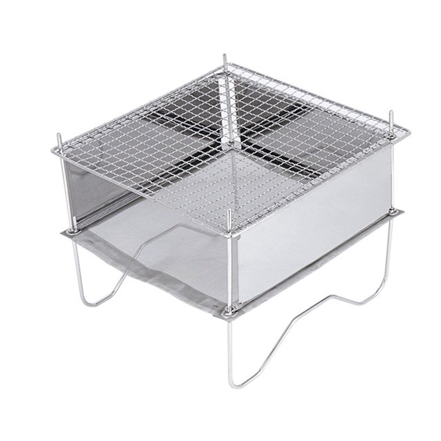 Soporte de acero inoxidable de parrilla plegable con bolsas de almacenamiento Gadgets de cocción accesorios para pesca de campamento de picnic al aire libre Inevent OD020758-00B