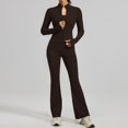 thumbnail image 2 of VISALY Women's 2 Piece Tracksuit Sets Long Sleeve Zipper Jacket with Athletic High Waist Flare Long Leggings Slim Fit Casual Sport Workout Outfit Athleisure Tracksuit Jogger Loungewear Set Brown Xl, 2 of 9