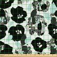 thumbnail image 2 of Ambesonne Fashion Fabric by the Yard Upholstery, Monochrome Foliage Flowers, 5 Yards, Charcoal Grey and Seafoam, 2 of 5