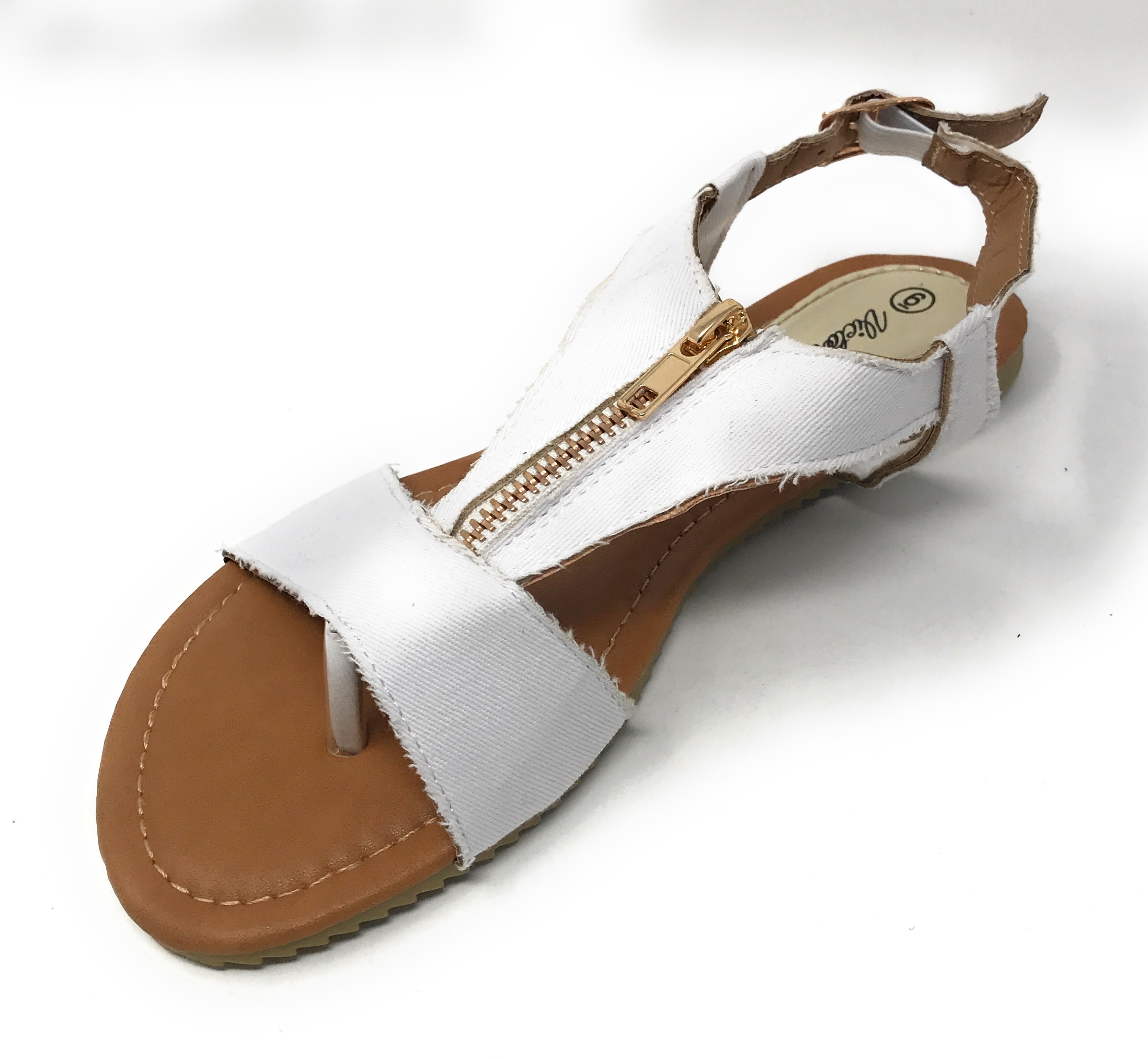 Victoria K Denim Zipper Front Sandals (Women)