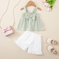 thumbnail image 2 of XZNPDUCQ Toddler Girls Summer Outfit Cotton Top and Shorts Clothing Set Playwear Beach Outfits 6-7 Years,Green, 2 of 9