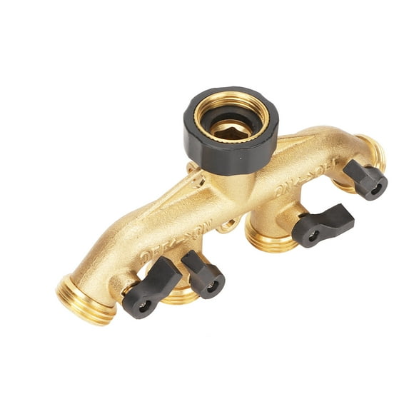 Hose Connector, G3/4 4 Way Brass Garden Hose Diverter Hose Connector With Retractable Water Hose Garden Fittings