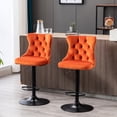 thumbnail image 6 of Of 2 Upholstered Orange Velvet , Adjustable Seat 25-33 Inch, Back , 17.7 Inch Base For Home And Kitchen Modern - Height Base, Comfortable With Backs Pub Island,, 6 of 6