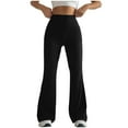 thumbnail image 2 of Flare Leggings for Women Drawstring High Waisted Flared Yoga Pants Soft Cotton Wide Leg Sweatpants Y2k Bell Bottoms A Black M, 2 of 5