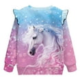 thumbnail image 6 of Xixirimido Horse & Cherry Blossom Print Toddler Girls Sweatshirt Ruffle Shoulder Long Sleeve Sweatshirts Graphic Pullover Top Girls Sweater Casual Fall Winter Clothes, for 2-3T, 6 of 7