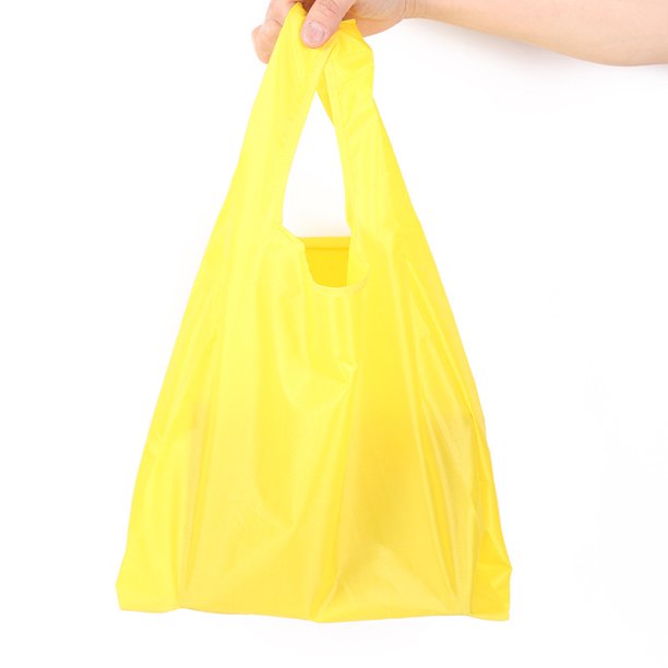 Bolsa de almacenamiento de tela Oxford portátil de 2 piezas, bolsa de compras plegable de gran capacidad para supermercado, bolsa de tela para el hogar, amarillo