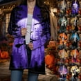 thumbnail image 4 of idosla Halloween Witch Print Knitting Cardigan for Women Long Sleeve Open Front Knitted Sweater Outwear Coat Tops (Blue, S), 4 of 8