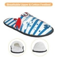 thumbnail image 3 of Fotbe Red Funny Crab on Blue Stripe Pantuflas Peludas para Mujer con Estampado, Zapatillas de Peluche, Zapatos de Invierno para Casa, Uso Interior y Exterior-Large, 3 of 8
