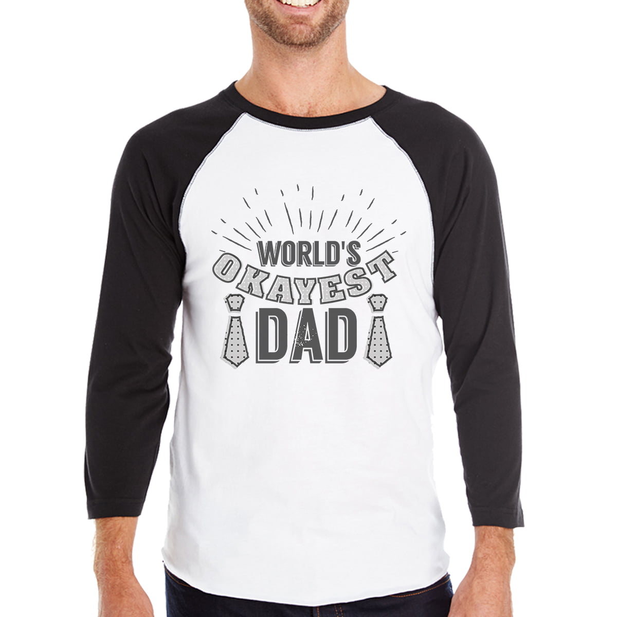 World's Okayest Dad Mens Raglan Baseball Tee Witty Gifts For Dad ...