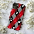 thumbnail image 5 of Skull Argyle Phone Case, Red Black Gray Gothic Pattern Protective iPhone Cover for iPhone 17 16 15 14 13 12 11 Pro Plus Mini, 5 of 6