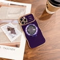 thumbnail image 6 of Compatible with iPhone 12 Pro Case  Ring Stand [Compatible with MagSafe] Cute for Women Girl Plating Wave Curly Love Heart Camera Protection Girly Phone Cover - Dark Purple, 6 of 13