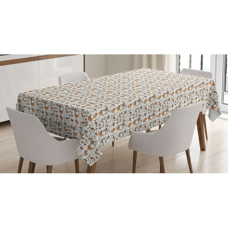 

Dog Lover Tablecloth Cartoon Style Chihuahua Terrier Bulldog and Beagle Funny Characters Purebred Pets Rectangle Satin Table Cover for Dining Room and Kitchen 60 X 84 Multicolor by Ambesonne