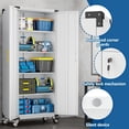 thumbnail image 5 of Metal Garage Storage Cabinet with Wheels, Tall Locking Cabinet with Doors and Shelves, Tool Storage Cabinets for Garage, Home Office (White, 71" H), 5 of 7