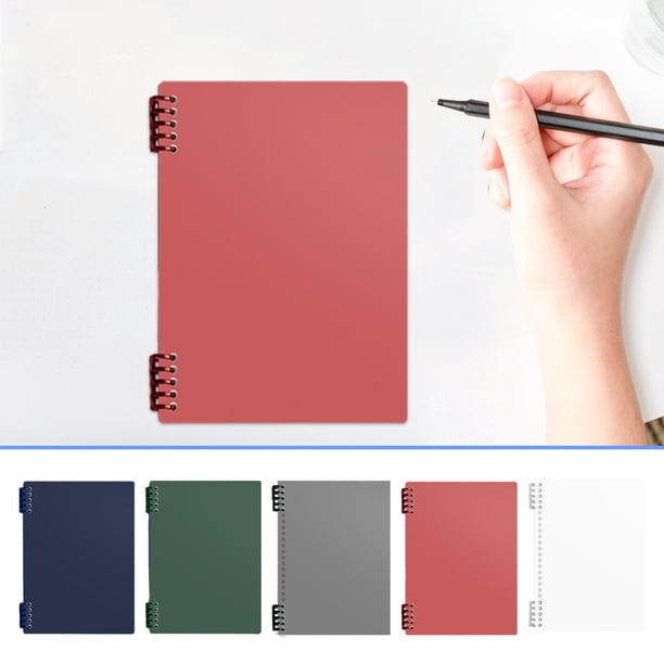 Cuaderno de bobina A5 pack de 2 • Tapa dura de plástico grueso • 5 colores • 60 hojas de papel rayado • Diarios para estudio, oficina y notas