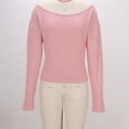thumbnail image 6 of FRSASU Womens Boat Neck Sweaters Solid Color Long Sleeve off Shoulder Winter Loose Knit Pullover Tops Pink, 6 of 9
