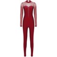 thumbnail image 3 of Doomiva Womens Shiny Long Sleeve Gymnastics Dance Unitard Full Body Jumpsuit One Piece Ballet Leotard Burgundy L, 3 of 7