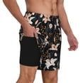 thumbnail image 2 of Naloa Lilies Flowers Print Men Swim Trunks with Compression Liner ,Board Shorts,Men's Swim Shorts with Drawstring and Elastic Waistband-Large, 2 of 6