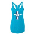 thumbnail image 2 of Wild Bobby Ford Mustang Retro USA Vintage Logo Classic Bar, Cars and Trucks Women Tri-Blend Racerback Tank Top, 2 of 6