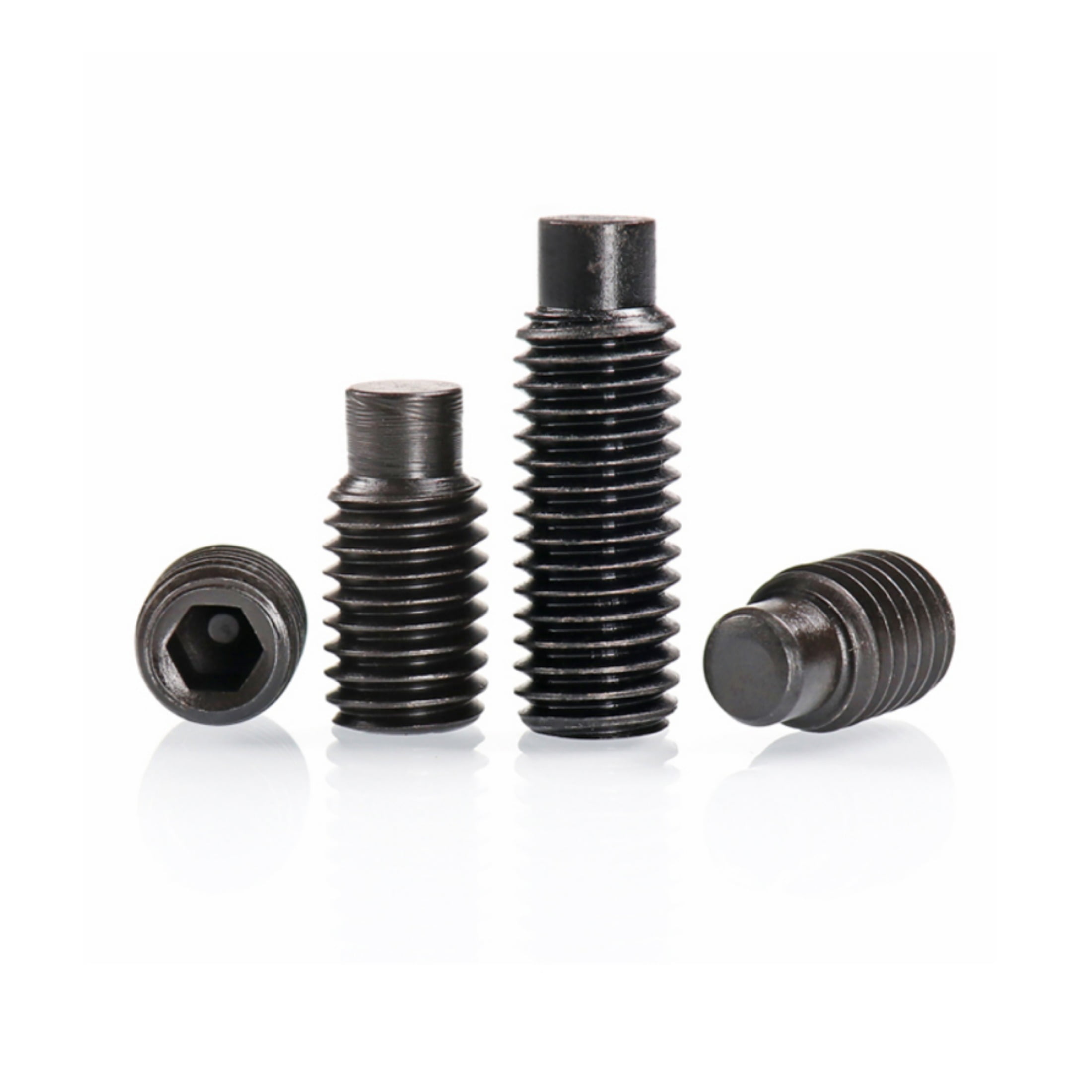 (100 pcs) Black Carbon Steel Male End Set Screw With Hexagon Socket Head Cap, for Processing Fixing Accessories 5x8mm.