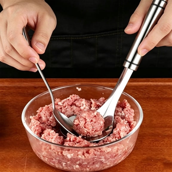 Stainless Steel Meatball Maker Spoon Set, 2 Pack, Meatball Maker Tool, Long Handle Spoon for Kitchen Cooking use