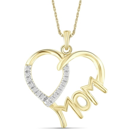 Mother Necklace Silver Mothers Necklace - White Diamond Accent 14k Gold Over Silver Mom Heart Pendant
