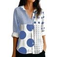 thumbnail image 2 of Otvok Womens Shirts Causal Button Tops Long-Sleeve Collared Shirt Polka-Dot Turndown Collar Shirt, 2 of 7