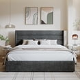 thumbnail image 3 of Amolife King Size Upholstered Lift up Storage Platform Bed Frame with Fabric Panel Wingback Headboard, Dark Gray, 3 of 13