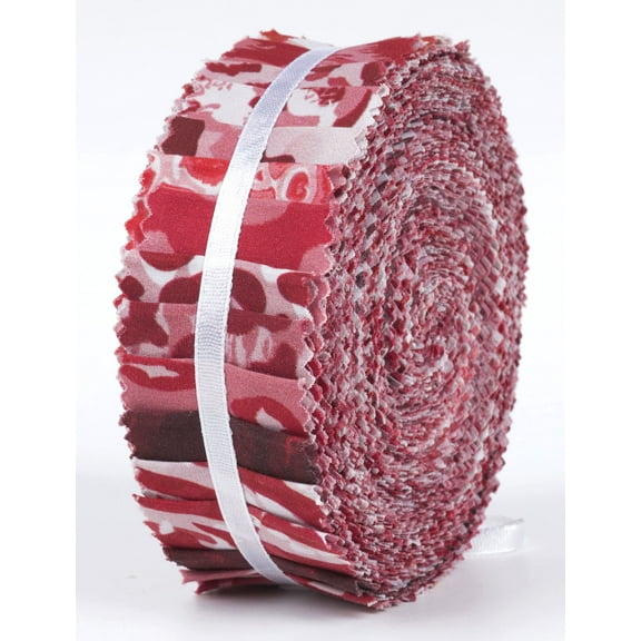 Soimoi 40Pcs Floral Artistic Print Precut Fabrics Strips Roll Up 1.5x42inches Cotton Jelly Rolls For Quilting - Red