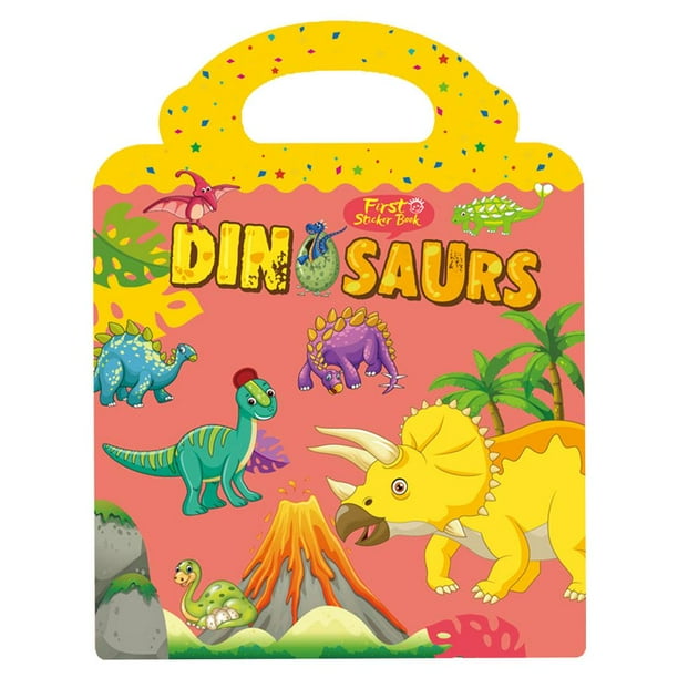 Libro de pegatinas educativas para niños, rompecabezas, actividades, juguetes, regalos para niños pequeños dinosaurios