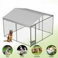 thumbnail image 4 of EuKer 10x10 ft Large Outdoor Dog Kennel with Waterproof Cover and Feeding Door for Medium/Large Dogs, Silver, 4 of 8