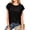 Black #31, variant on WULMLEO Women's Elegant Round Neck Ruffle Side Shirts Double Layer Cascading Ruffle Short Sleeve Soft Breathable Summer Tunic Tops White S