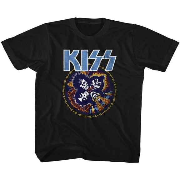 Kiss Skull Circle Black Toddler T-Shirt