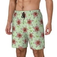 thumbnail image 2 of Uemuo Lilies Flowers Pattern Mens Swim Trunks Quick Dry Board Shorts with Mesh Lining, Stretch Beach Shorts Quick Dry No-Chafing Board Shorts-, 2 of 9