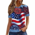 thumbnail image 3 of SCSAlgin American Flag T Shirt Women Fourth July Shirts America Flag 250th Birthday Crew Neck Tee Tops, 3 of 6