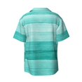 thumbnail image 6 of Lafuoo Teal Turquoise Pattern Men's Cuban Collar Short Sleeve Shirt, Button-Down Resort Beach Pocket Shirt-4X-Large, 6 of 7