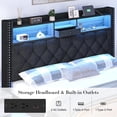 thumbnail image 6 of Queen Bed Frame with Storage Headboard, Built-in Charging Station & 2 Storage Drawers, Black Fabric Platform Bed, 6 of 8