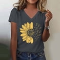 thumbnail image 2 of Women's Sunflower T-Shirt - Plus Size Summer Top - Short Sleeve Graphic Tee - V-Neck Casual Wear | Baberdicy | Women's Sunshade Summer T Shirt Plus Size Loose Top Top Girls Short (Dark Gray | L), 2 of 4