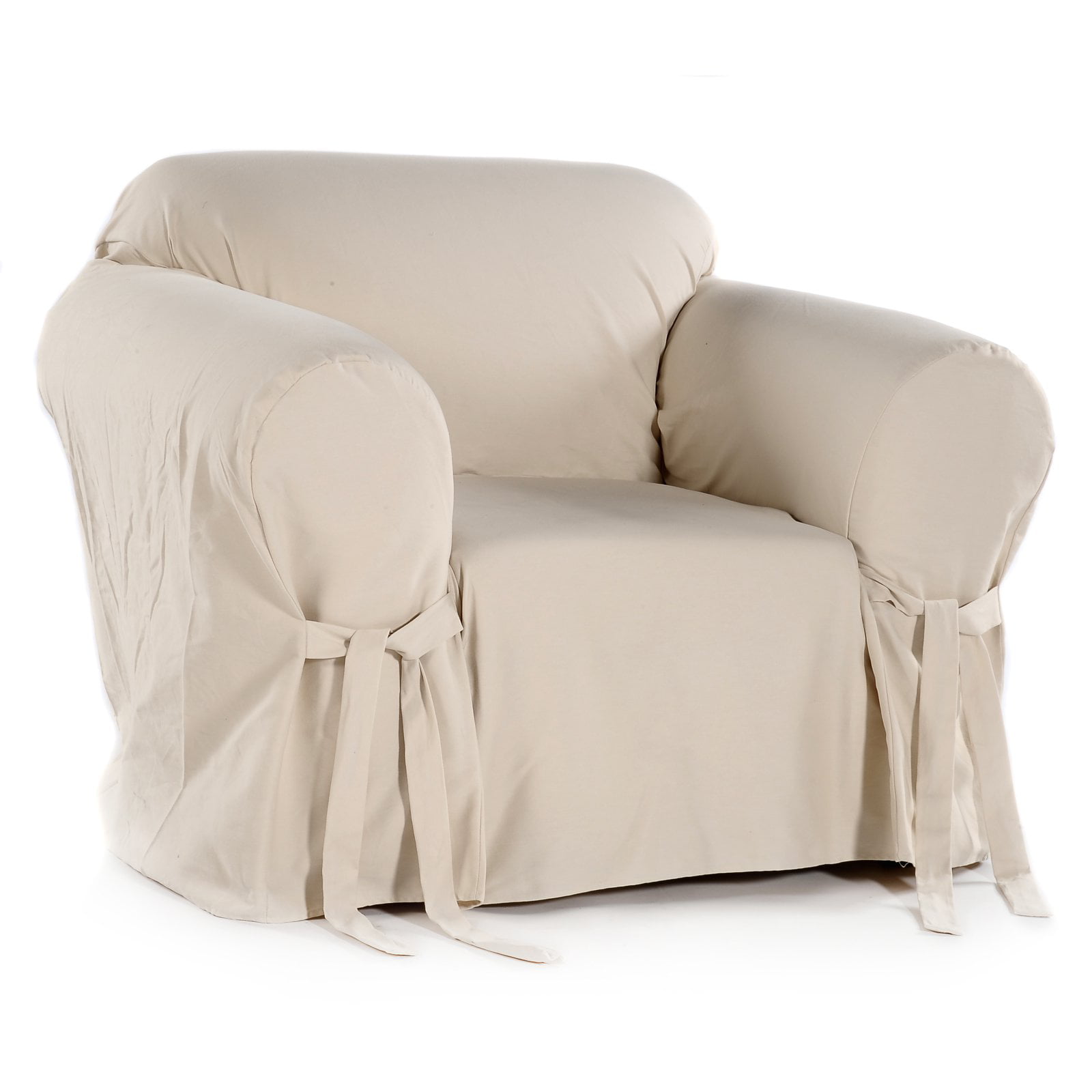 Classic Slip Covers 1-Piece Cotton Chair Slipcover With Bowties