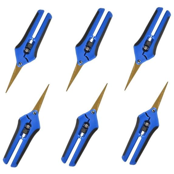 GROWNEER 6 Packs Pruning Shears with Curved Blades Gardening Hand Pruning Snips Titanium Coated Precision Blades