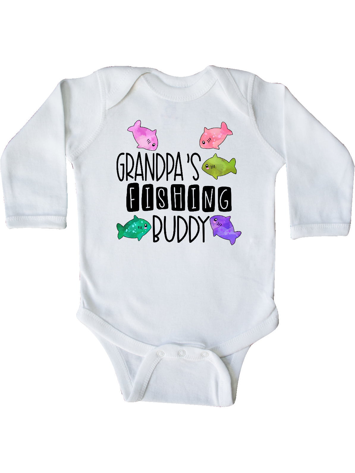 printed with GRANDPA'S LITTLE FISHING BUDDY BABY ONE PIECE ROMPER 