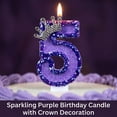 thumbnail image 3 of Birthday Number Candle, Glitter Purple Crown Design, 1 Piece, for Birthday Party Cake Decoration, 3 of 6