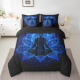 thumbnail image 3 of Feelyou Western Bohemian Yoga Twin Bedding Sets 7-Piece, Blue Lotus Flower Bedding Comforter Set, Vintage Mandala Damask Flower Reversible Sheet Sets, Ultra Soft Bedroom Decor, 3 of 9