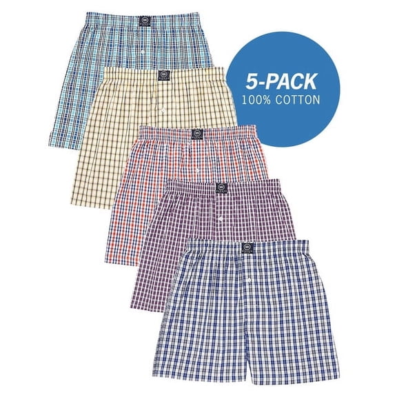 Badger Smith - Men's Boxer Shorts, Comfortable Cotton Boxers, 100% Cotton Checks Multicolor Boxers For Men, Multi Pack - Large