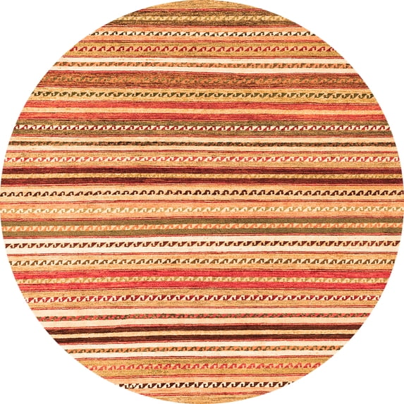Ahgly Company Indoor Round Abstract Orange Modern Area Rugs, 7' Round