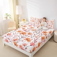 thumbnail image 4 of Manfei Orange Groovy Floral Queen Sheet Sets for Kids, Rustic Plant Botanical Flat Sheet, Kawaii Cartoon Queen Fitted Sheet, Breathable Home Decor, 4 Pieces, 4 of 7